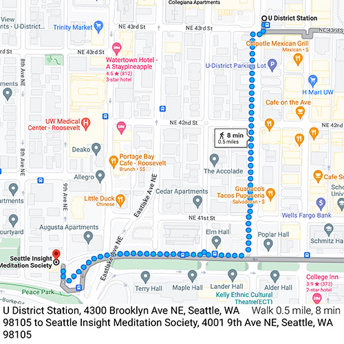 U District Station to Seattle Insight Meditation Society